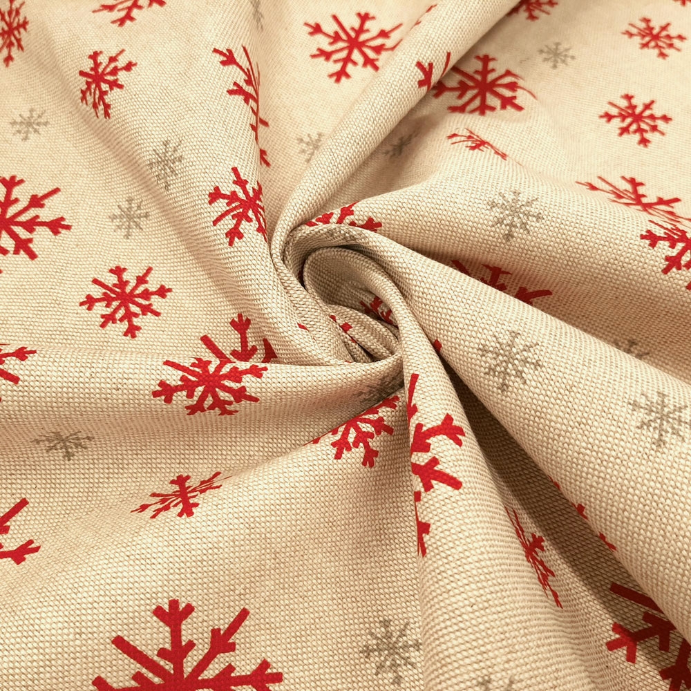 Snowflake - Mezzo Panama di lino con motivo di fiocco di neve – Beige/Naturale