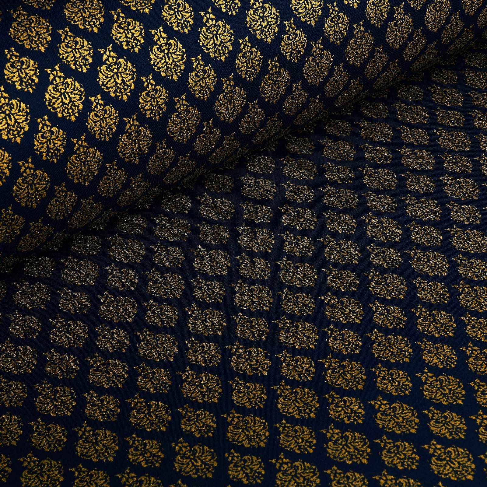 Ornamento - tessuto di cotone con stampa oro – Marina