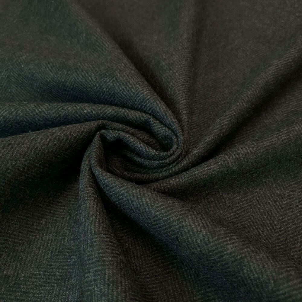 Amal - Tweed di lana a spina di pesce - Nero-Muschio