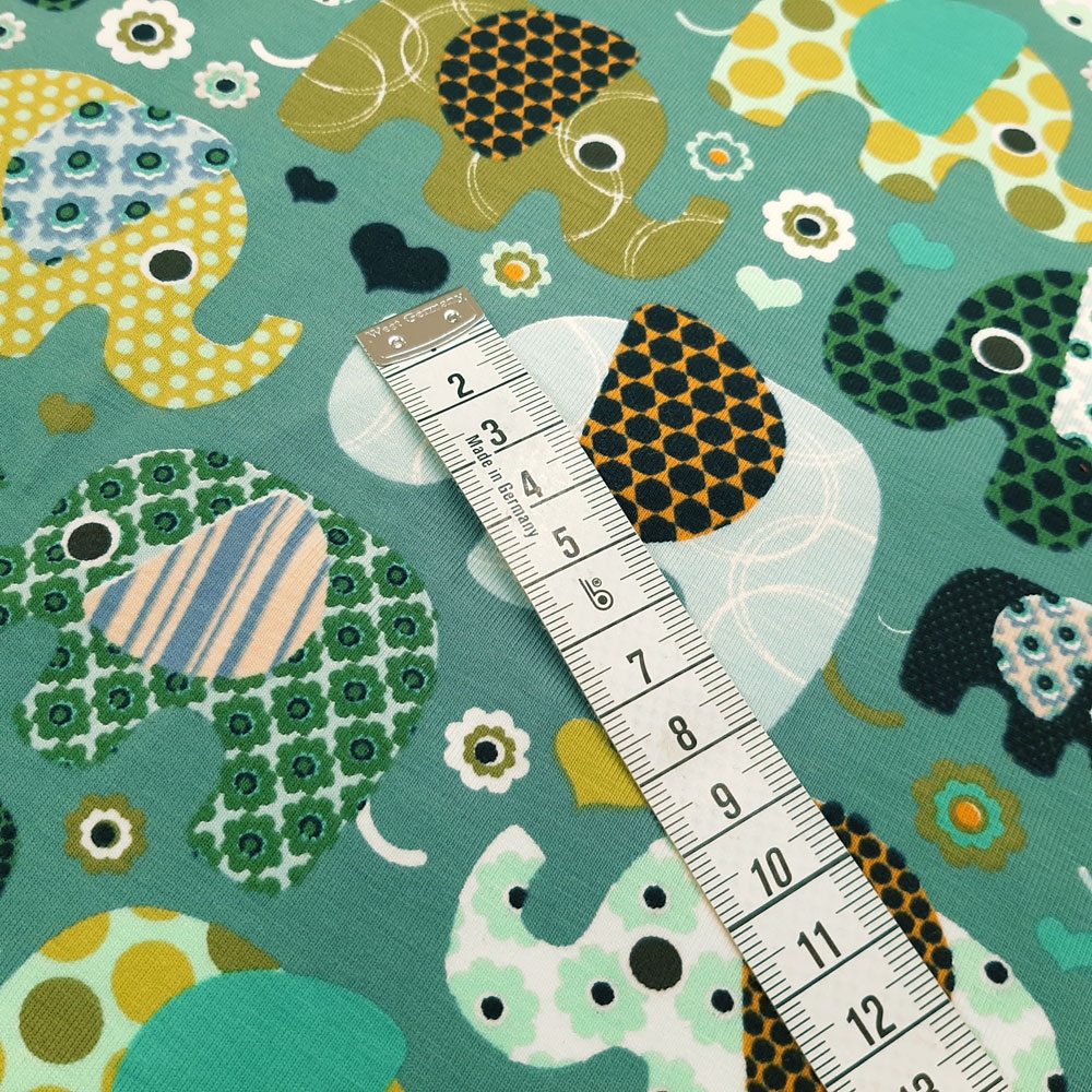 Elephant Cotton Jersey Fabric – Verde