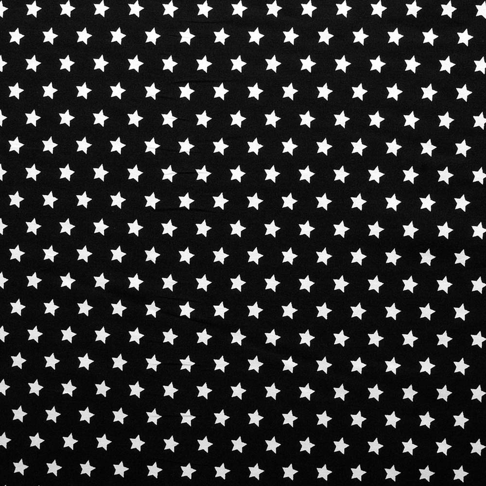 Stars - Tessuto di cotone con motivo a stelle – Nero