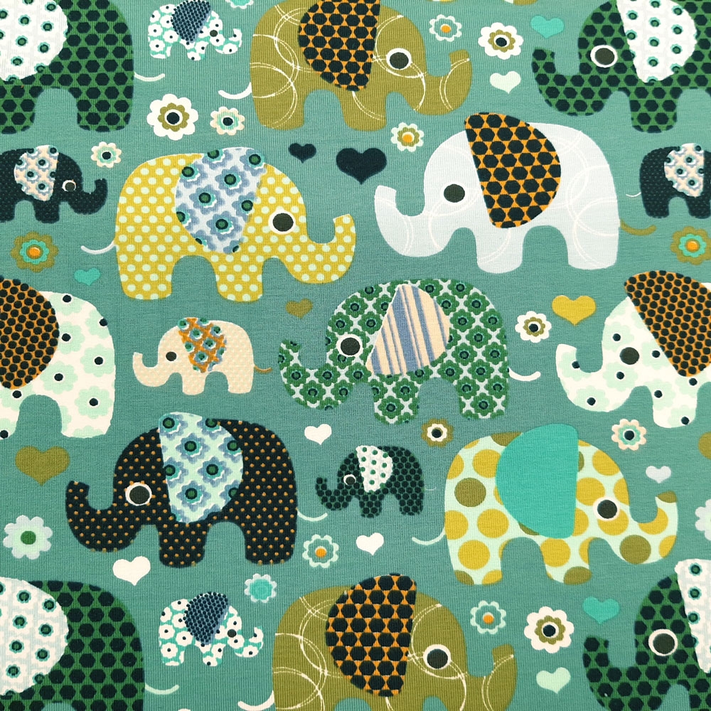 Elephant Cotton Jersey Fabric – Verde
