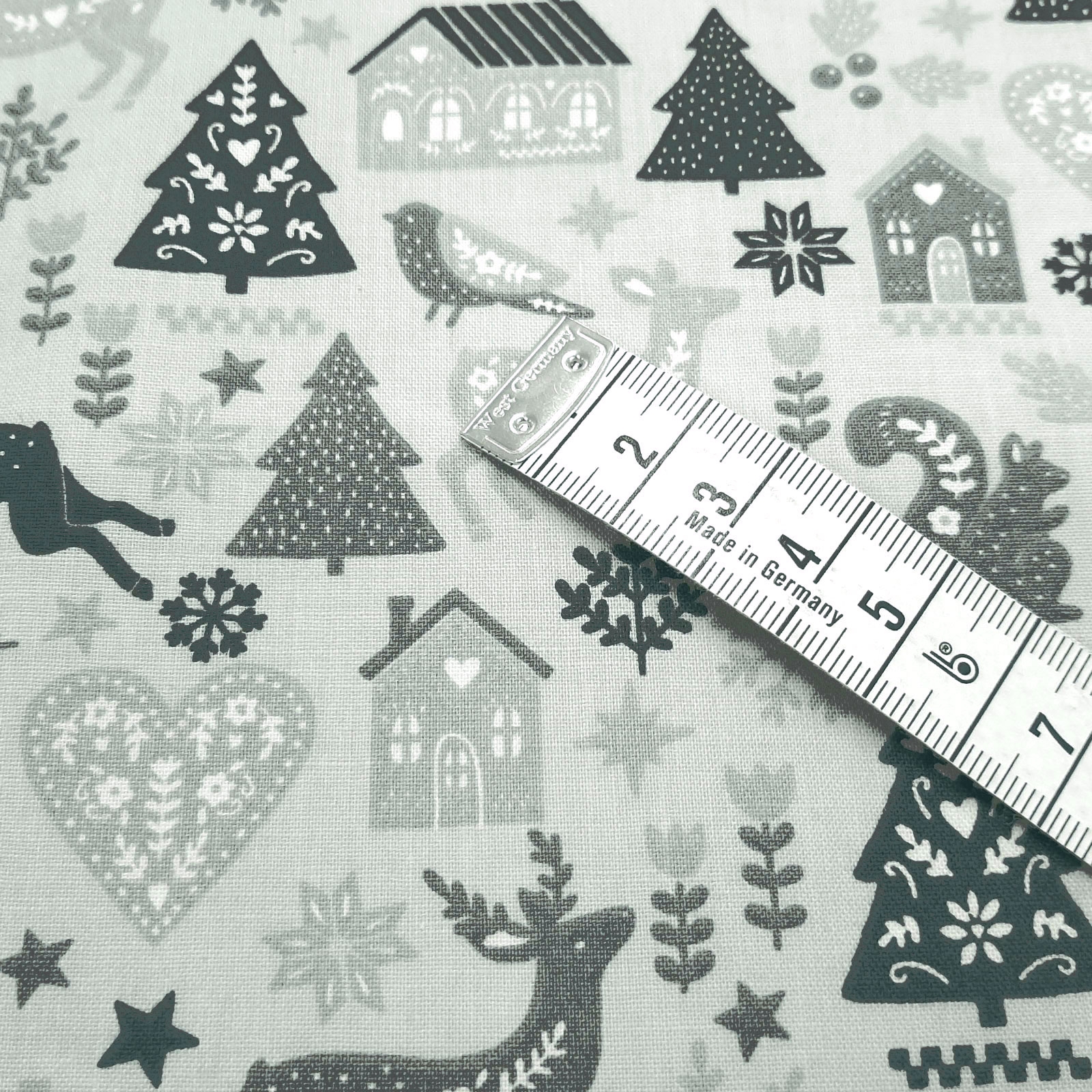 Tessuto natalizio "Renna di Natale" - extra largo 160 cm – Grigio