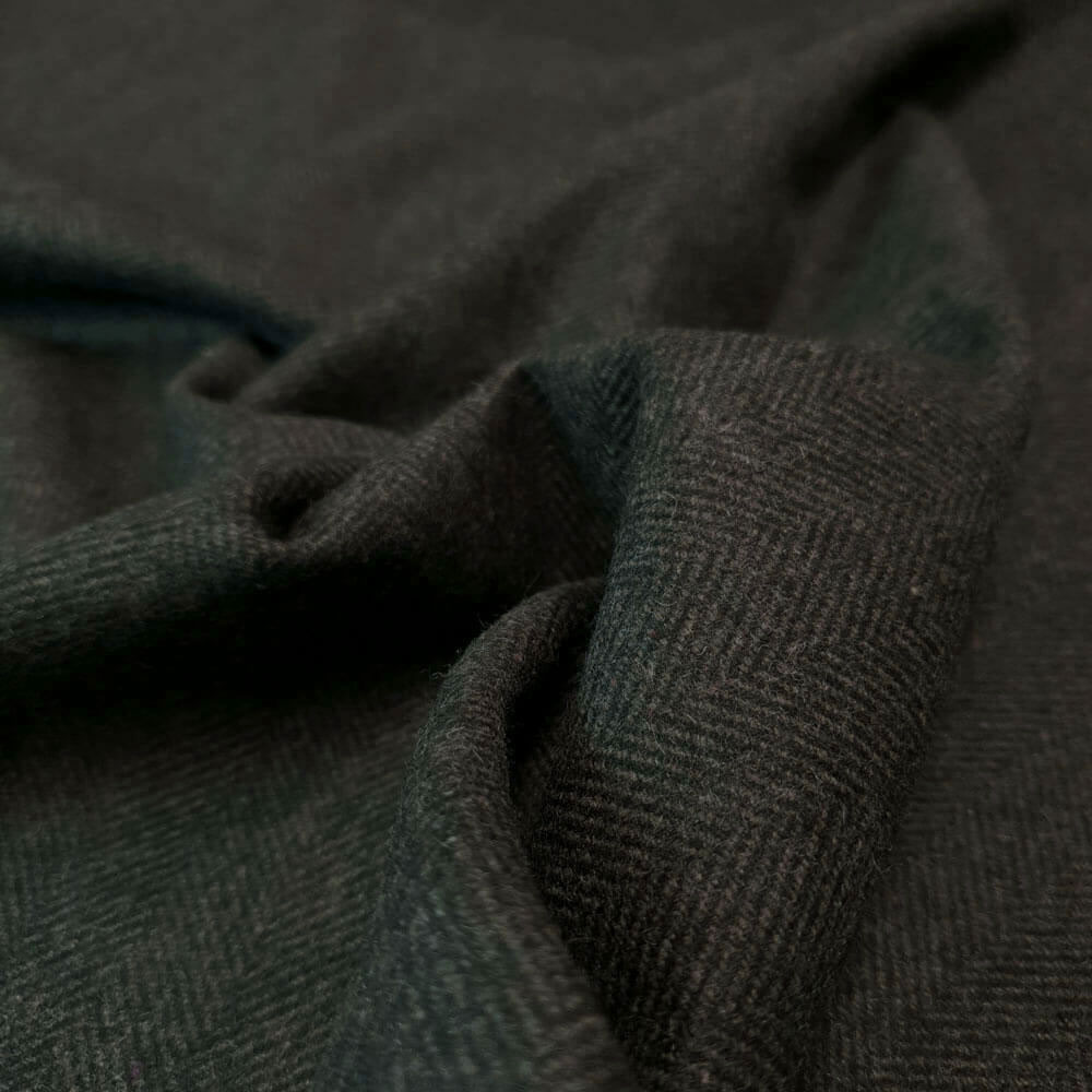 Amal - Tweed di lana a spina di pesce - Nero-Muschio